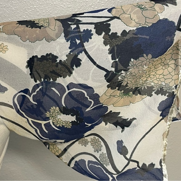 Anthropologie Odille Y2K Feminine Silk Floral Sheer Sleeves Blouse - Picture 11 of 13